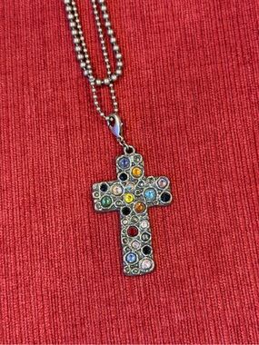 Sabika Multicolor Cross Pendant with Necklace Chain